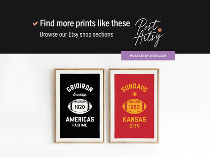 Football Sundays Print Retro Football Art Football Gift for Dad Retro Sports Poster Football Wall Decor Football Gift America USA