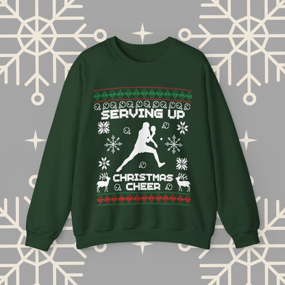Ping Pong Ugly Christmas , Serving Up Christmas Cheer Sweatshirt, Table Tennis Holiday Jumper, Ping Pong Gifts