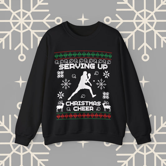 Ping Pong Ugly Christmas , Serving Up Christmas Cheer Sweatshirt, Table Tennis Holiday Jumper, Ping Pong Gifts