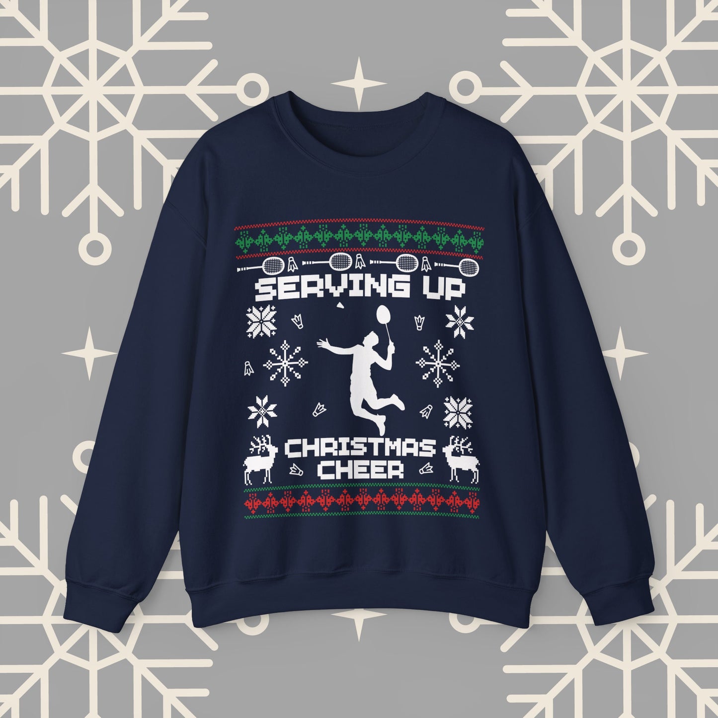 Badminton Ugly Christmas , Serving Up Christmas Cheer Sweatshirt, Badminton Holiday Jumper, Badminton Player Gifts