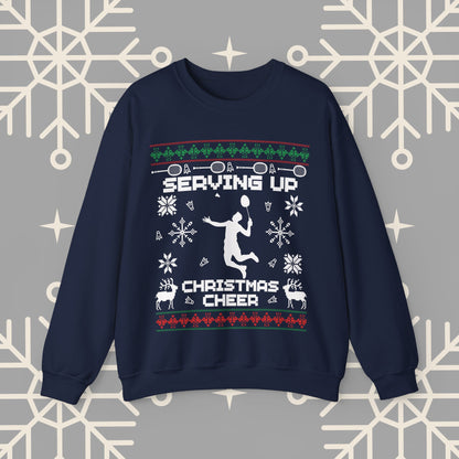 Badminton Ugly Christmas , Serving Up Christmas Cheer Sweatshirt, Badminton Holiday Jumper, Badminton Player Gifts