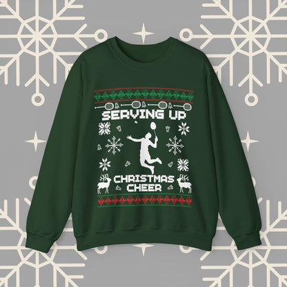 Badminton Ugly Christmas , Serving Up Christmas Cheer Sweatshirt, Badminton Holiday Jumper, Badminton Player Gifts