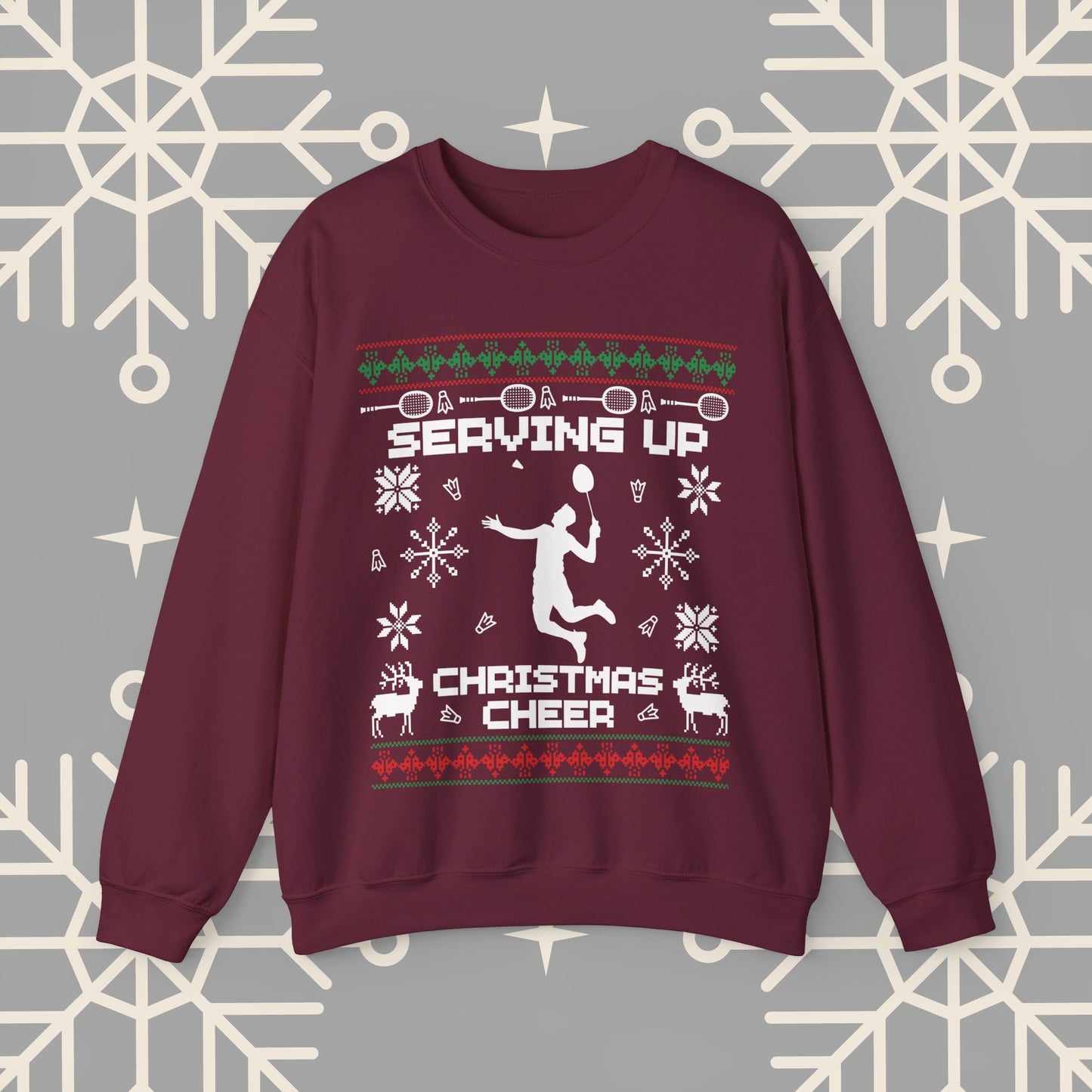 Badminton Ugly Christmas , Serving Up Christmas Cheer Sweatshirt, Badminton Holiday Jumper, Badminton Player Gifts