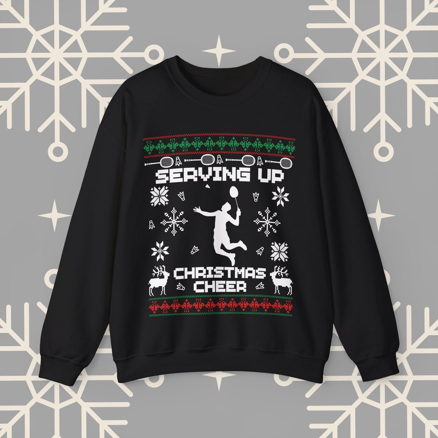 Badminton Ugly Christmas , Serving Up Christmas Cheer Sweatshirt, Badminton Holiday Jumper, Badminton Player Gifts