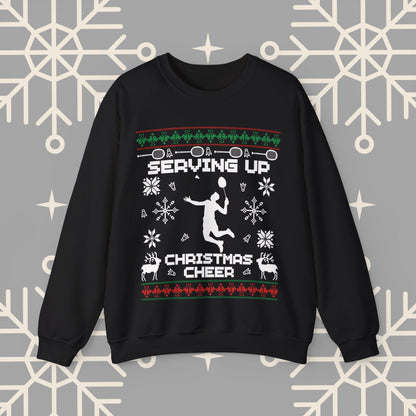 Badminton Ugly Christmas , Serving Up Christmas Cheer Sweatshirt, Badminton Holiday Jumper, Badminton Player Gifts