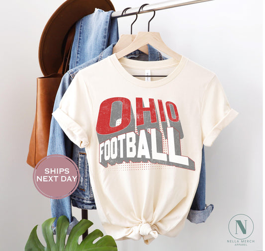 Retro Ohio Football Shirt, Vintage Ohio Football Tee, Columbus Ohio T-Shirt, College Football Shirt