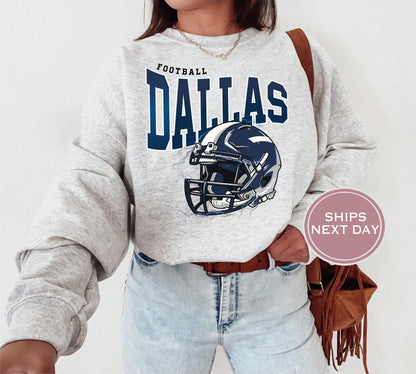 Dallas Football Sweatshirt, Vintage Dallas Crewneck, Retro Dallas Sweatshirt, Dallas Varsity Sweatshirt, Dallas Long Sleeve