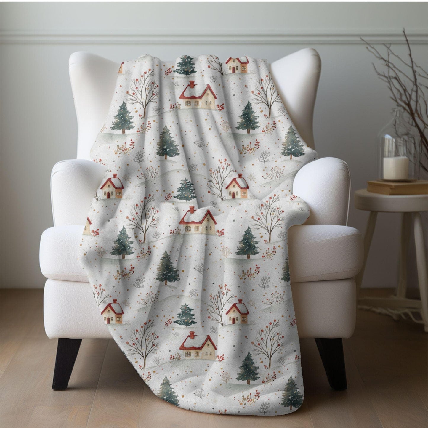 Winter Village Blanket Christmas Village Fleece Throw Holiday Home Decor Snowy Village Bedding Christmas Gift Ideas Family Friends Coworker