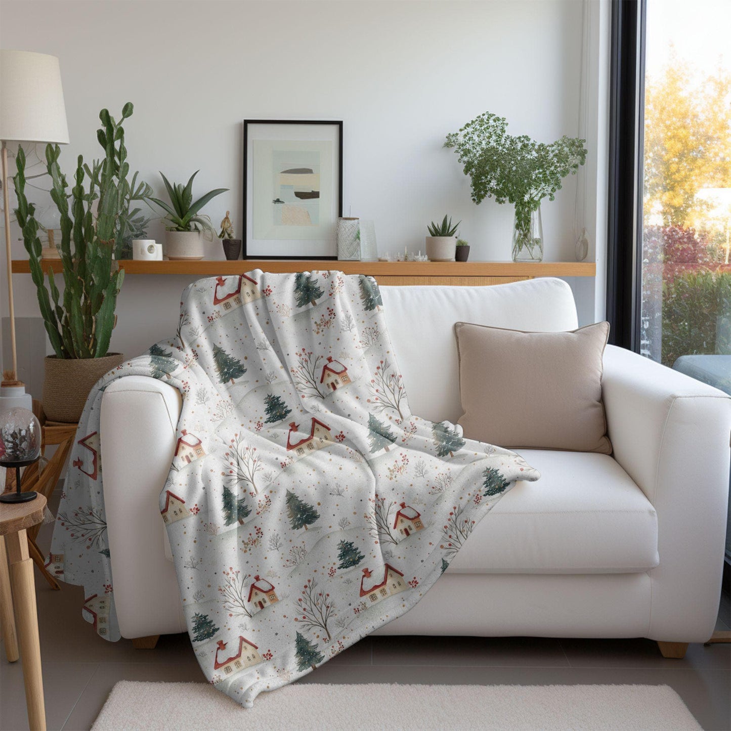 Winter Village Blanket Christmas Village Fleece Throw Holiday Home Decor Snowy Village Bedding Christmas Gift Ideas Family Friends Coworker