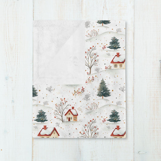 Winter Village Blanket Christmas Village Fleece Throw Holiday Home Decor Snowy Village Bedding Christmas Gift Ideas Family Friends Coworker