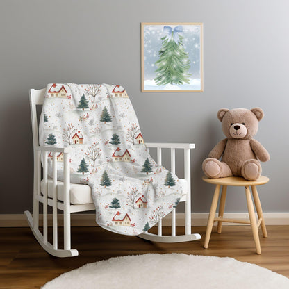 Winter Village Blanket Christmas Village Fleece Throw Holiday Home Decor Snowy Village Bedding Christmas Gift Ideas Family Friends Coworker
