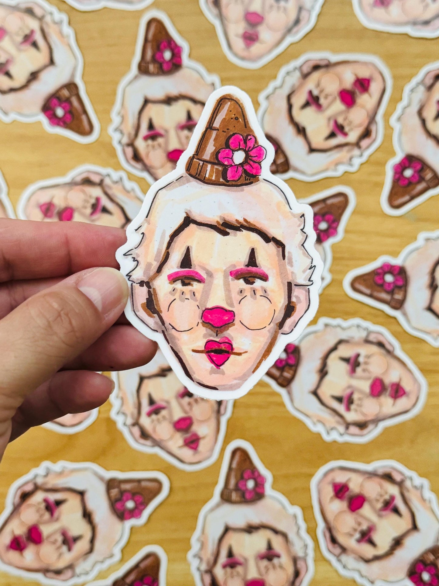 Pretty Clown Artist Decal | Waterproof  Weatherproof | Sticker from Artist Drawings