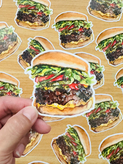 Big Burger Artist Decal | Waterproof  Weatherproof | Foodie Burger lover Stickers