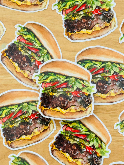 Big Burger Artist Decal | Waterproof  Weatherproof | Foodie Burger lover Stickers