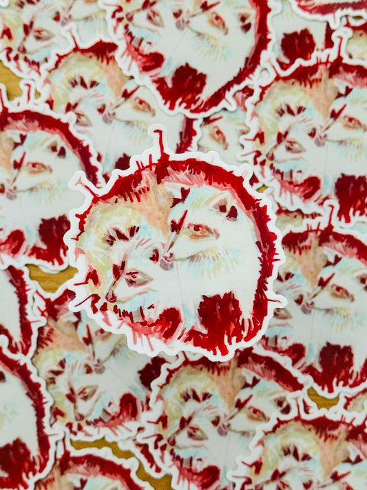 Raccoons in a Log Artist Decal | Waterproof  Weatherproof | Raccoon Woodlands Sticker