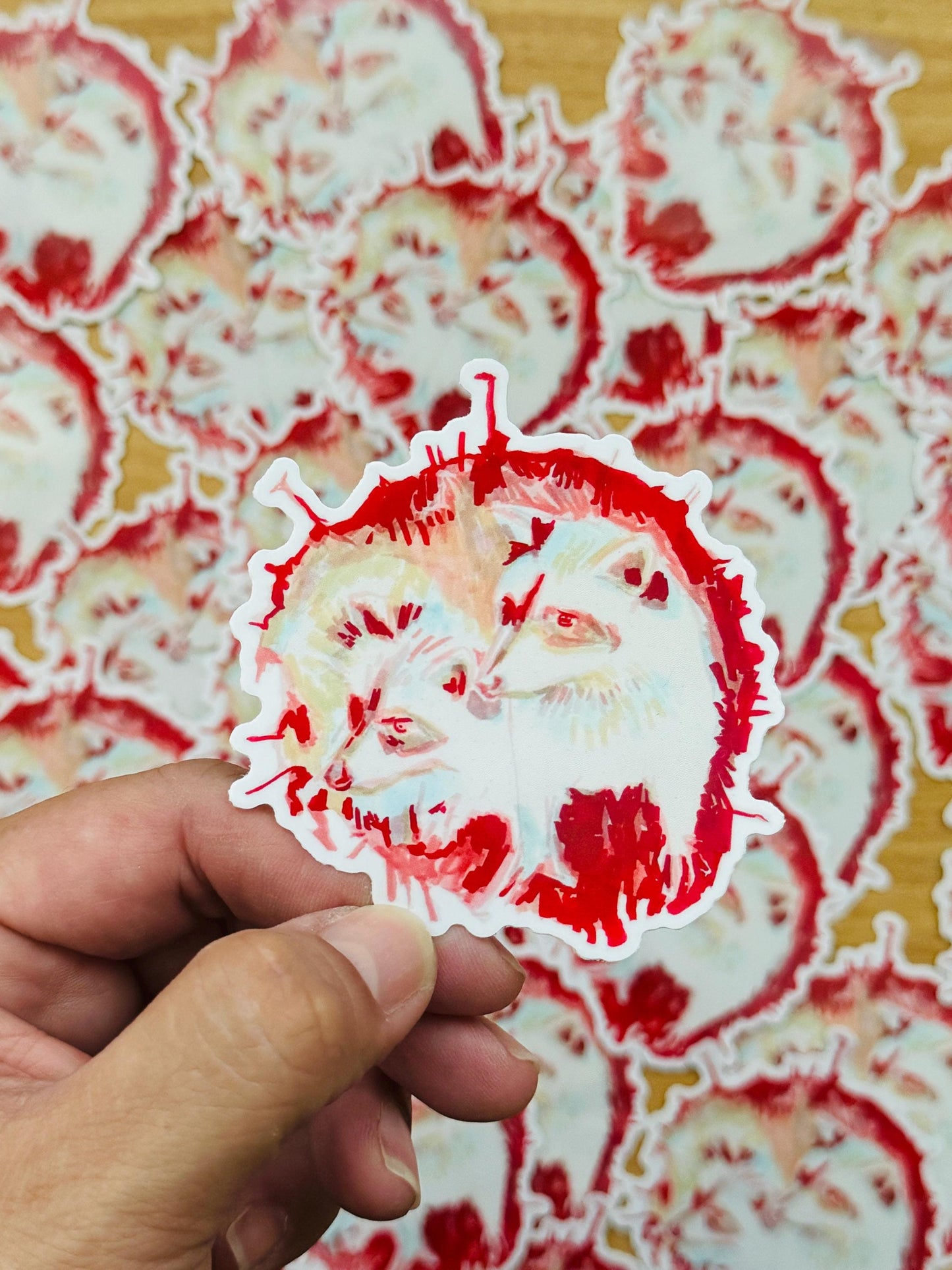 Raccoons in a Log Artist Decal | Waterproof  Weatherproof | Raccoon Woodlands Sticker