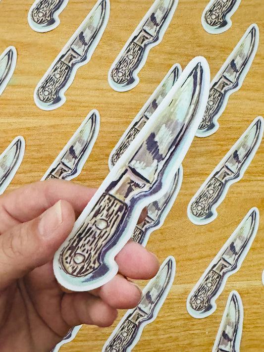 Wood Handled Knife Decal | Waterproof  Weatherproof | Forest Foraging Sticker