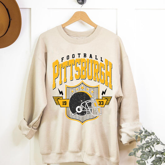 Pittsburgh Shirt Retro Style 90s Vintage Unisex Crewneck, Graphic Tee Gift For Football Fan Sport, Pittsburgh Football Sweatshirt.