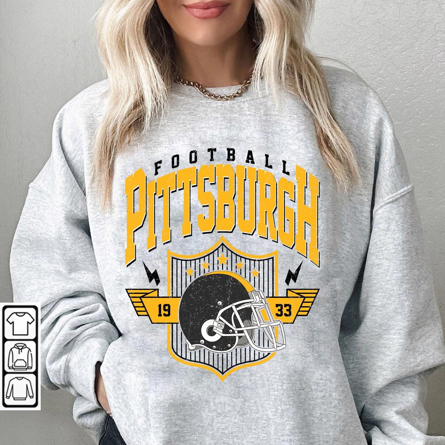 Pittsburgh Shirt Retro Style 90s Vintage Unisex Crewneck, Graphic Tee Gift For Football Fan Sport, Pittsburgh Football Sweatshirt.