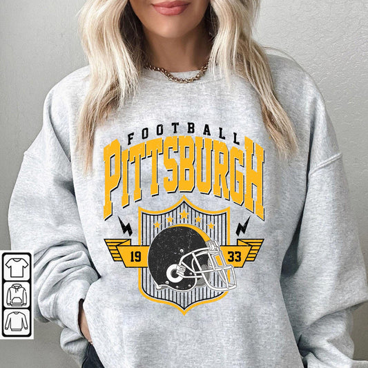 Pittsburgh Shirt Retro Style 90s Vintage Unisex Crewneck, Graphic Tee Gift For Football Fan Sport, Pittsburgh Football Sweatshirt.