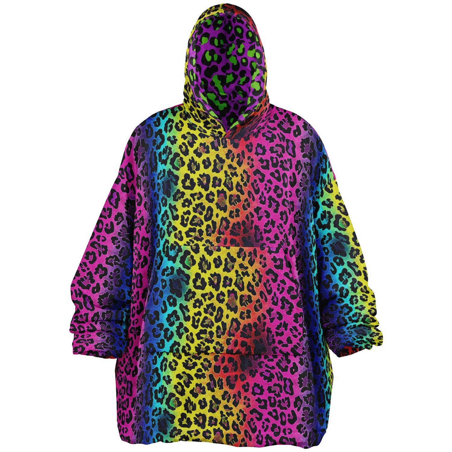 Rainbow Print Unisex Reversible Snug Hoodie,LGBTQ Pride Flag Rainbow Print Pullover Hooded Blanket with Sleeves,All Over Print Hoodie