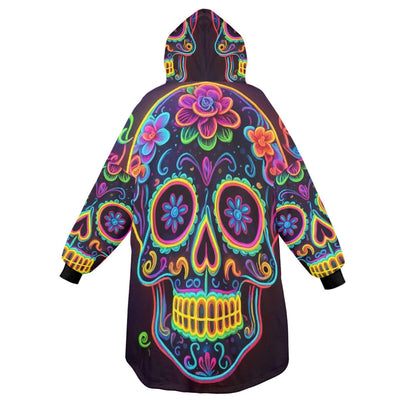 Sugar Skull Blanket Hoodie Día De Los Muertos Personalized Blanket