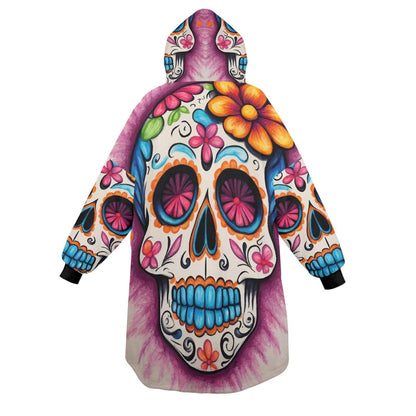 Sugar Skull Blanket Hoodie Día De Los Muertos Chicano Personalized Blanket