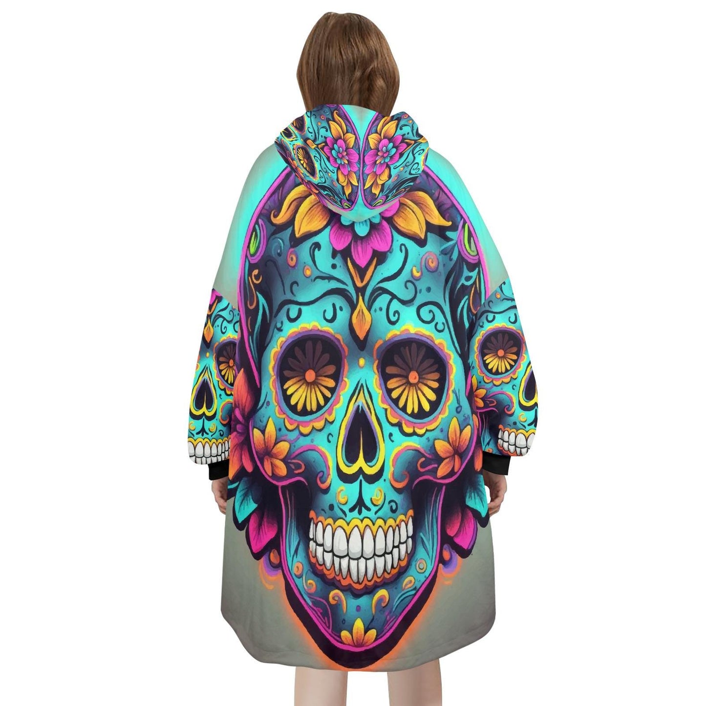 Sugar Skull Blanket Hoodie Día De Los Muertos Chicano Art