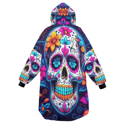 Sugar Skull Blanket Hoodie Día De Los Muertos Chicano Blanket