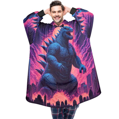 Godzilla Blanket Hoodie Retro Kaiju Rainbow Art Personalized Gojira Blanket