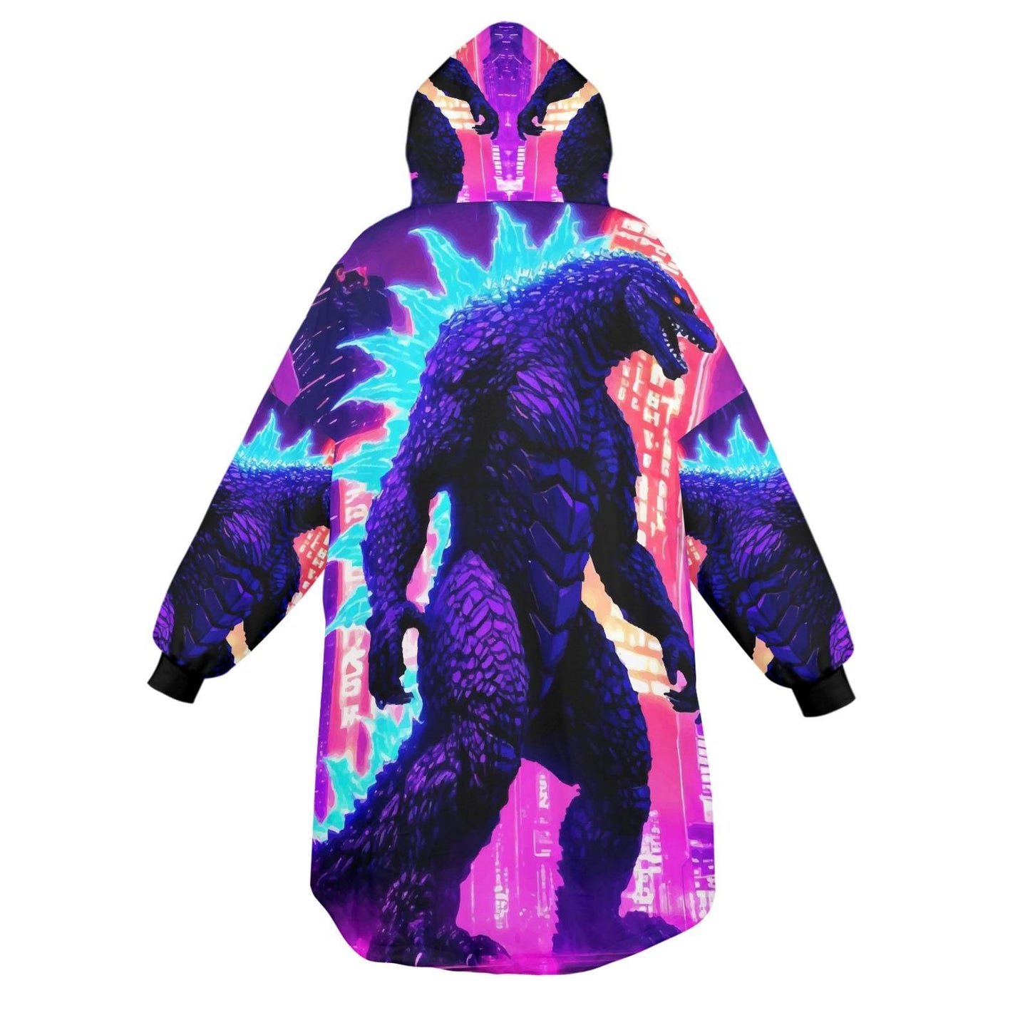 Godzilla Blanket Hoodie Retro Kaiju Neon Art Personalized