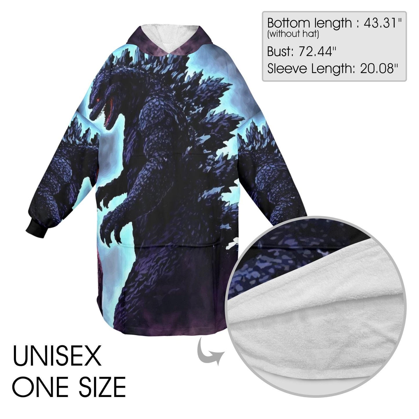 Godzilla Blanket Hoodie Retro Cartoon Comics Personalized Blanket