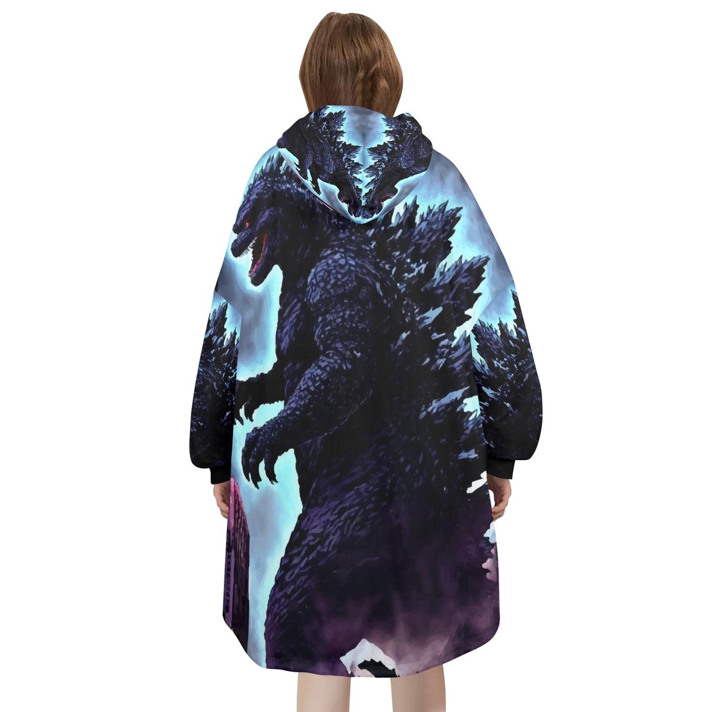 Godzilla Blanket Hoodie Retro Cartoon Comics Personalized Blanket