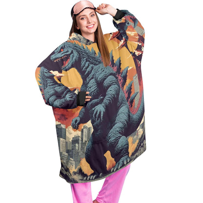 Godzilla Blanket Hoodie Retro Comics Kaiju Personalized Blanket