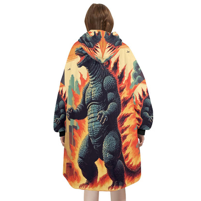 Godzilla Blanket Hoodie Retro Kaiju Comics Personalized Blanket