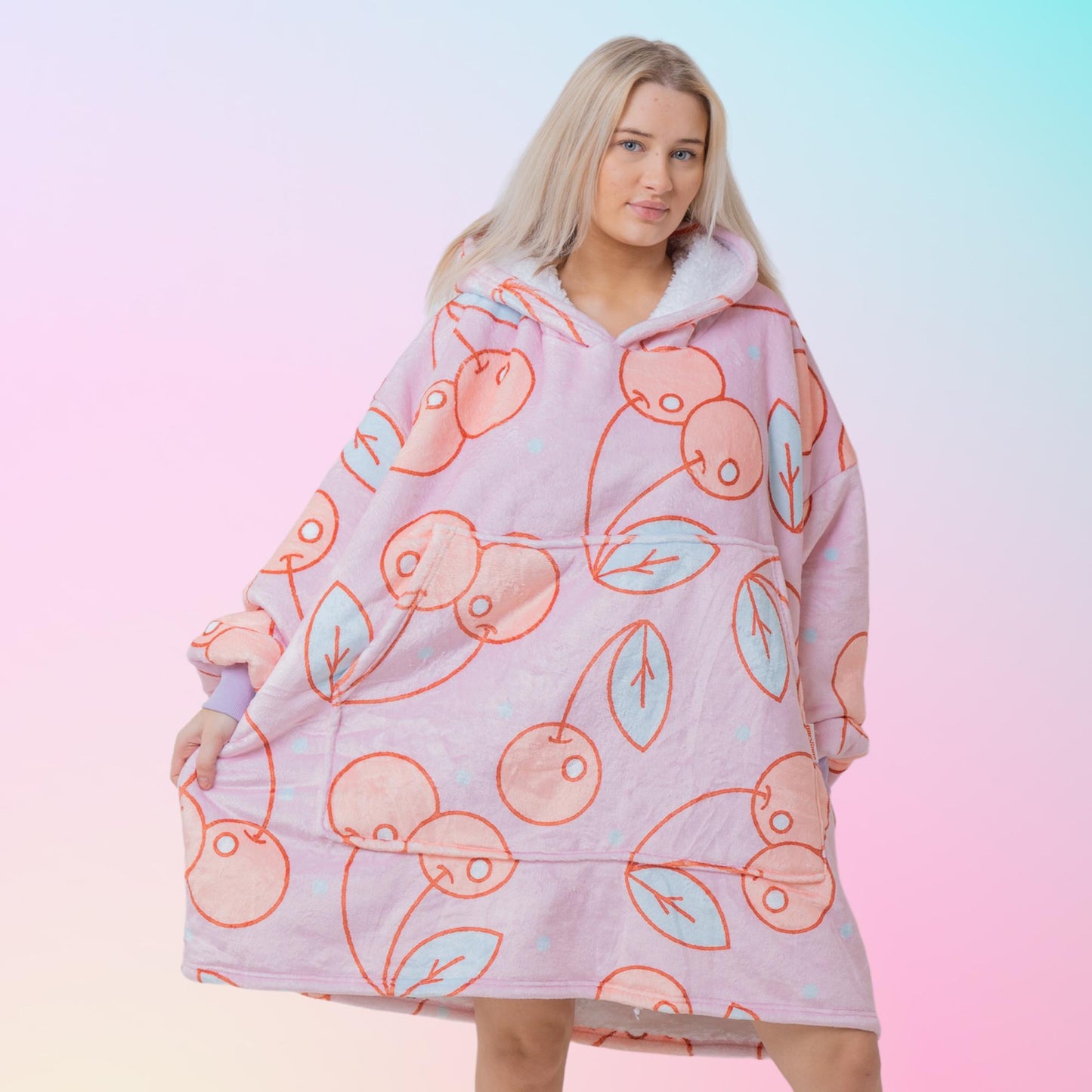 Cherry Hoodie Blanket Oversized Thick Sherpa Hoodie Snugclub One Size