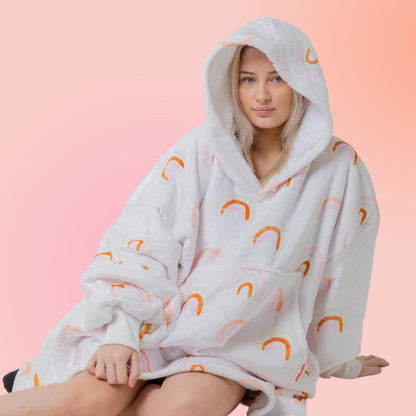 Rainbow Hoodie Blanket Oversized Thick Sherpa Hoodie Snugclub One Size