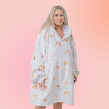 Rainbow Hoodie Blanket Oversized Thick Sherpa Hoodie Snugclub One Size
