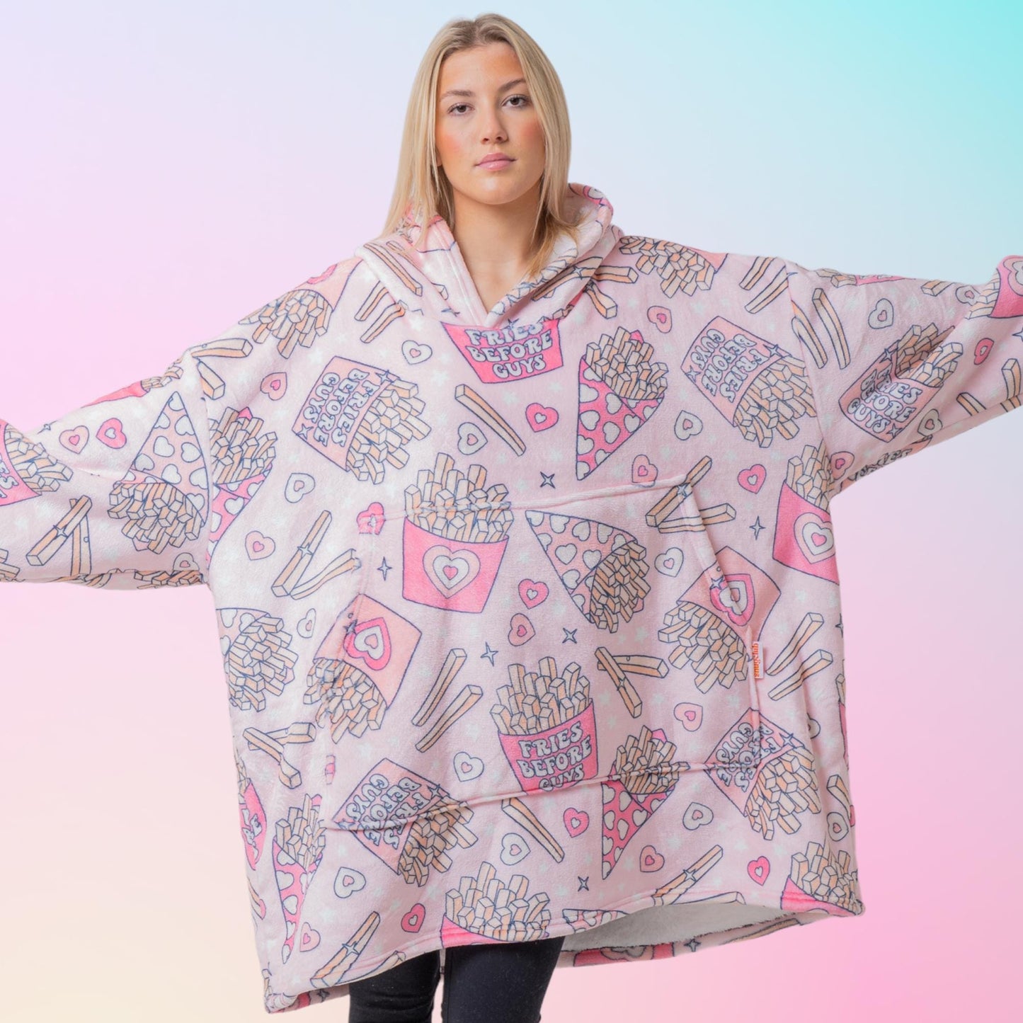 Fries Before Guys Hoodie Blanket Oversized Thick Sherpa Hoodie Snugclub One Size