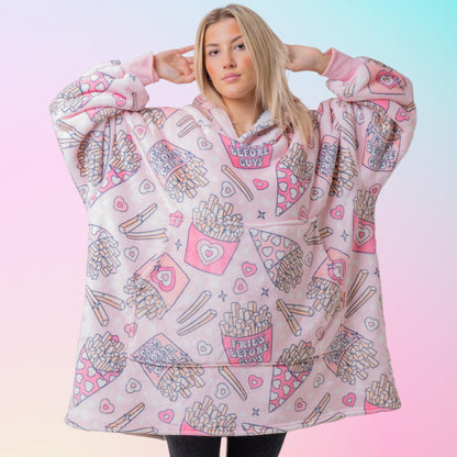 Fries Before Guys Hoodie Blanket Oversized Thick Sherpa Hoodie Snugclub One Size