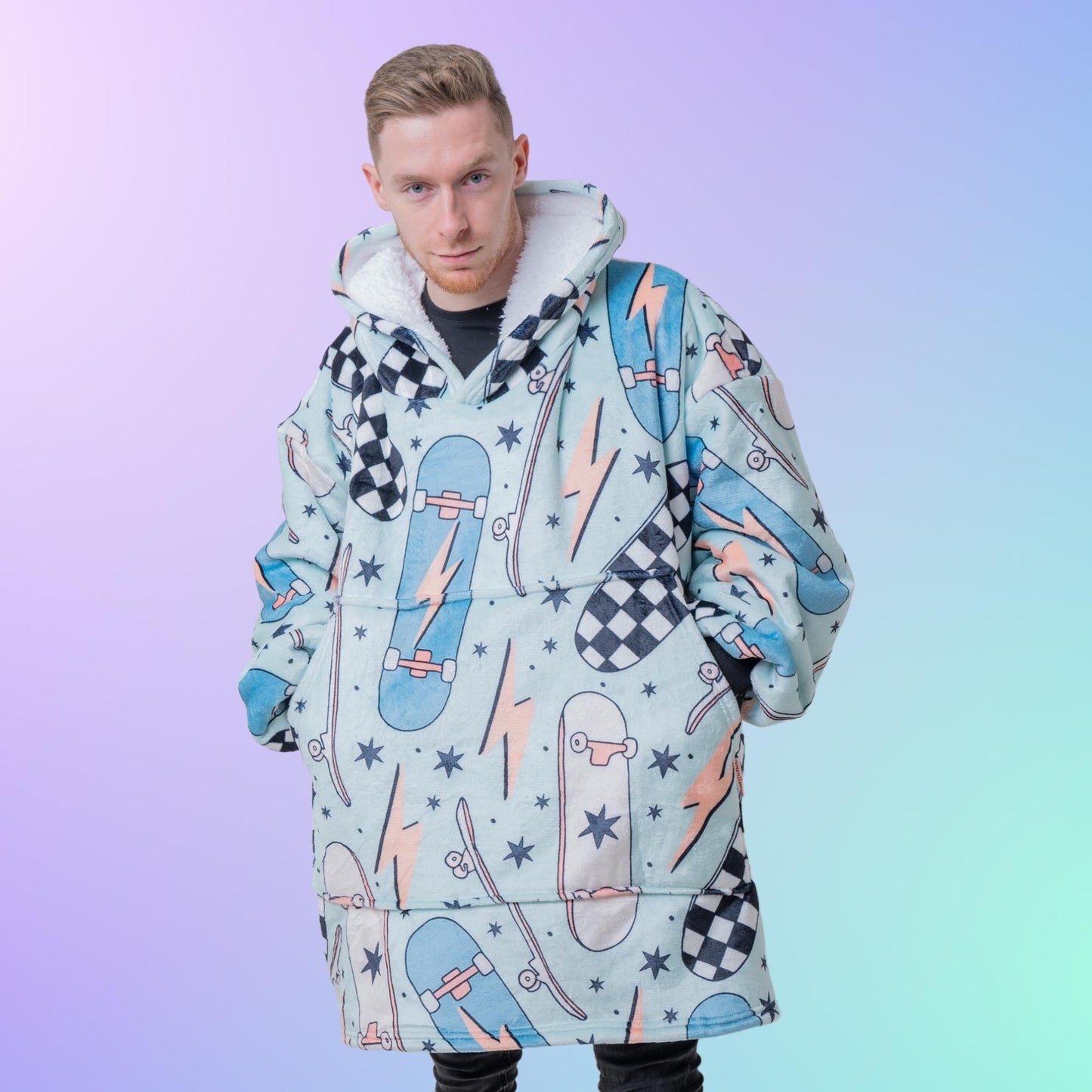 Skateboard Hoodie Blanket Oversized Thick Sherpa Hoodie Snugclub One Size