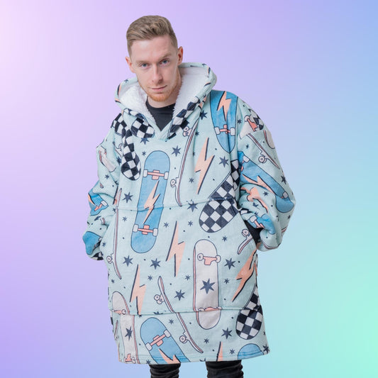 Skateboard Hoodie Blanket Oversized Thick Sherpa Hoodie Snugclub One Size