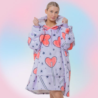 Lolly Love Hoodie Blanket Oversized Thick Sherpa Hoodie Snugclub One Size
