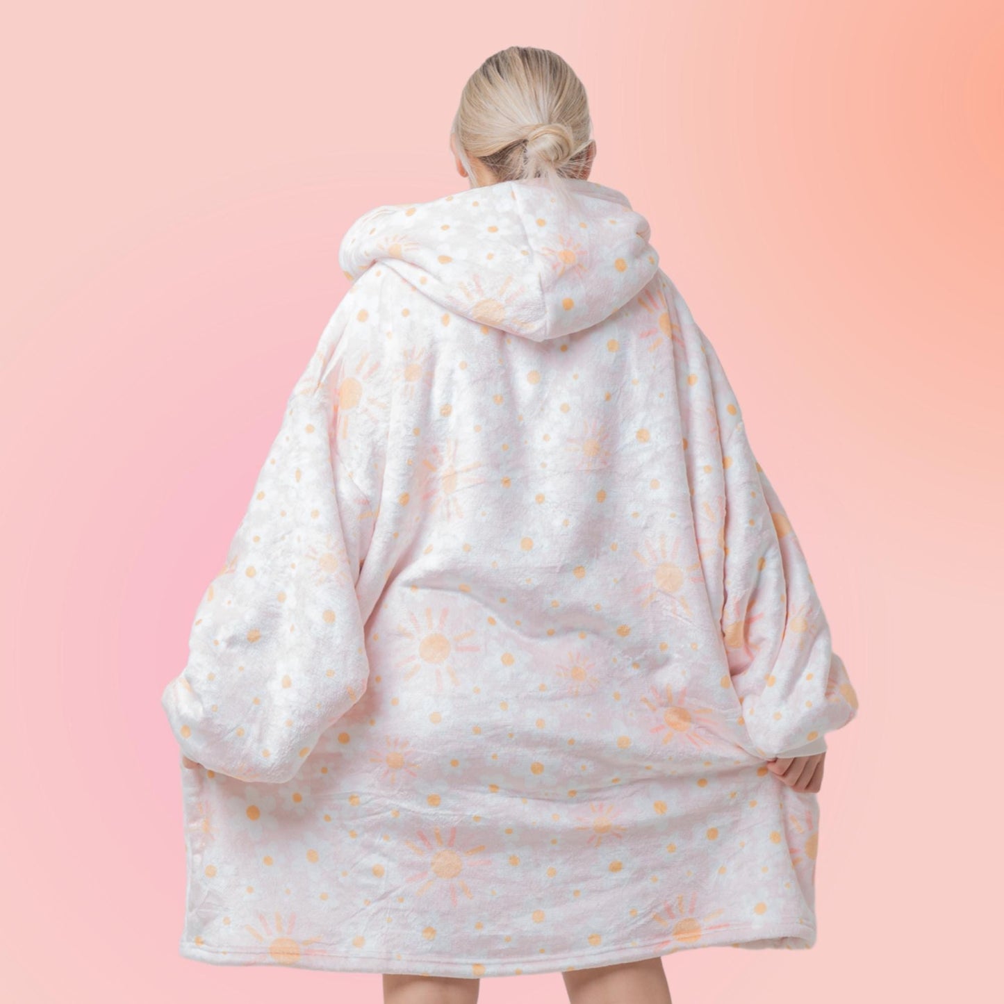 Sun and Flowers Hoodie Blanket Oversized Thick Sherpa Hoodie Snugclub One Size