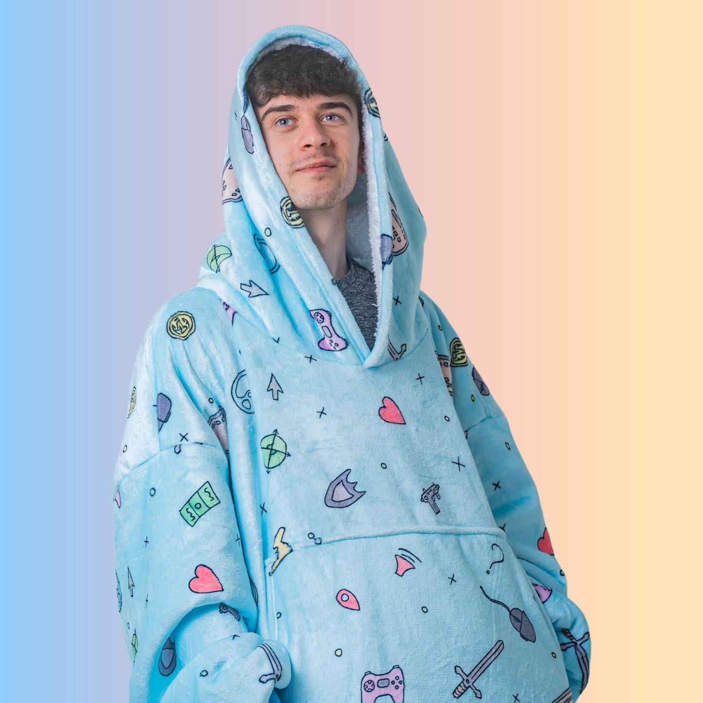 Gamer Gaming Hoodie Blanket Oversized Thick Sherpa Hoodie Snugclub One Size