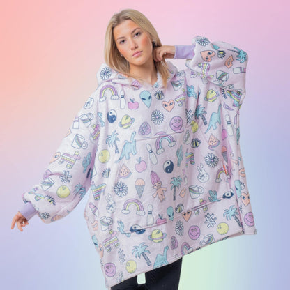 90s Y2K Troll Hoodie Blanket Oversized Thick Sherpa Hoodie Snugclub One Size