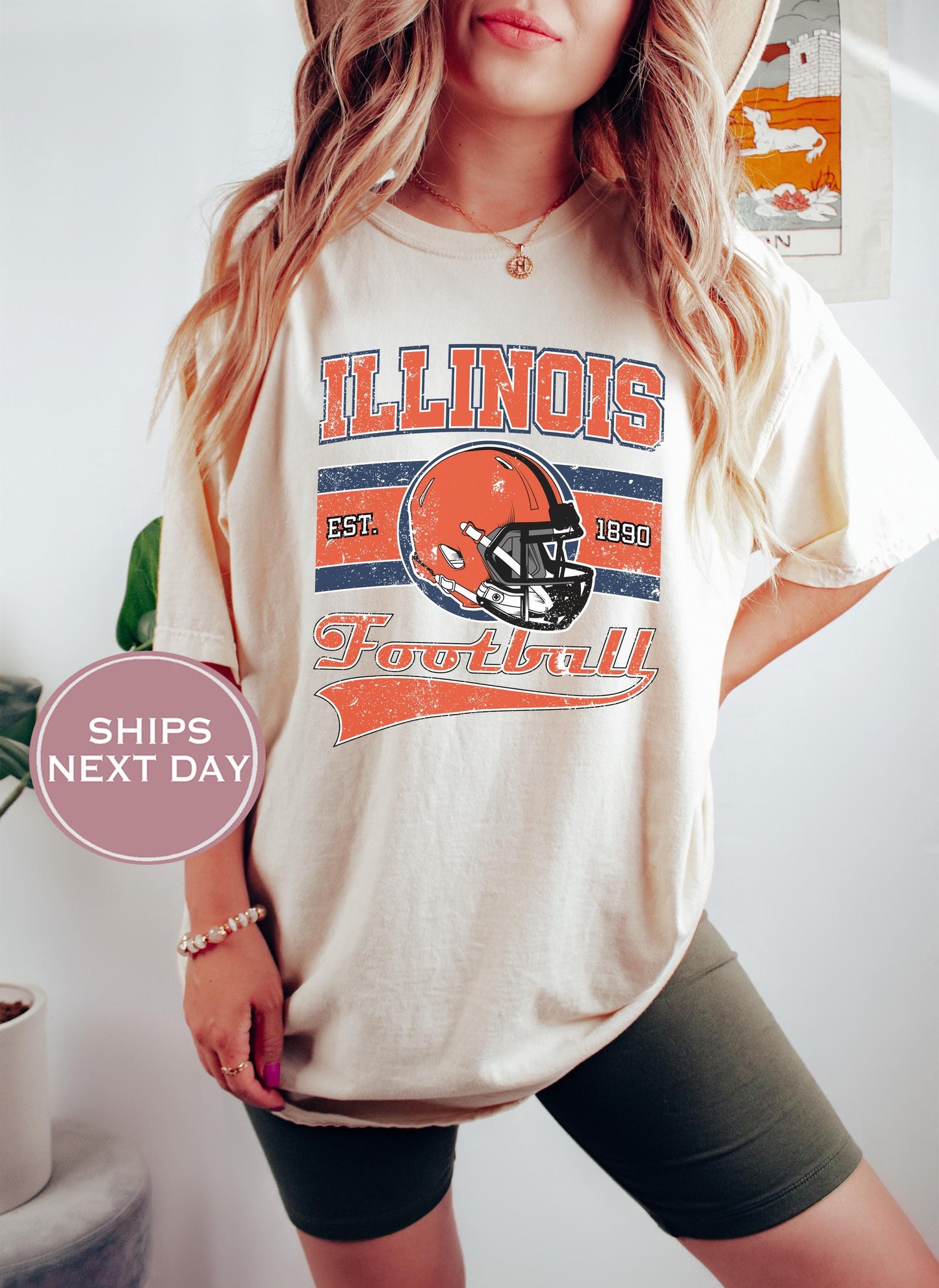 Retro Illinois Football Shirt, Vintage Illinois Football Shirt, Urbana-Champaign Women Shirt, College Football Shirt