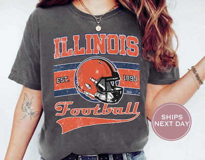 Retro Illinois Football Shirt, Vintage Illinois Football Shirt, Urbana-Champaign Women Shirt, College Football Shirt