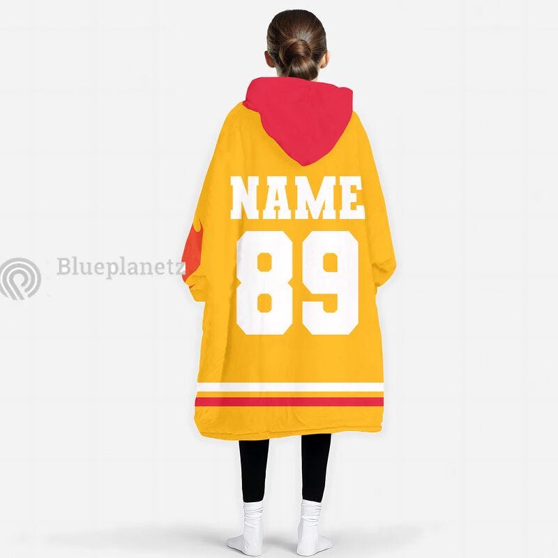 Custom Football Team Hoodies Blanket, Personalized Wearable Hoodies Blanket, Custom Team Name Number Oversized Blanket