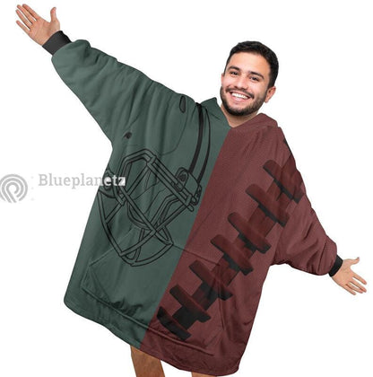 Custom Football Team Hoodies Blanket, Personalized Wearable Hoodies Blanket, Custom Team Name Oversized Blanket, Football Fan's Gift